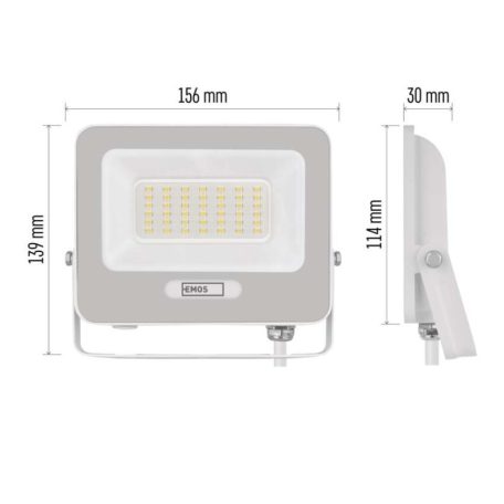 LED reflektor GLARO 30W, fehér, IP65, 3000 lm, természetes fehér