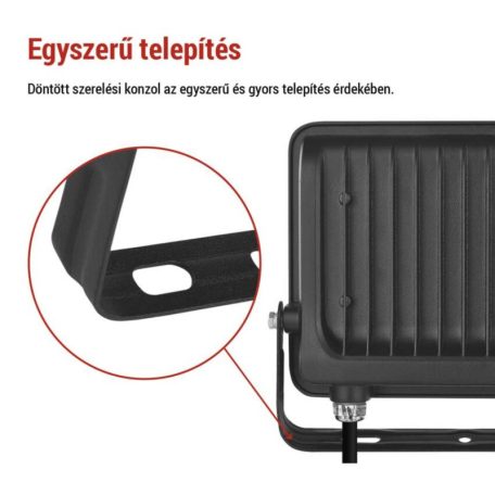 LED reflektor GLARO 50W, fekete, IP65, 5000 lm, természetes fehér