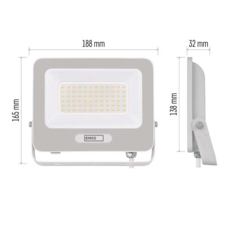 LED reflektor GLARO 50W, fehér, IP65, 5000 lm, természetes fehér