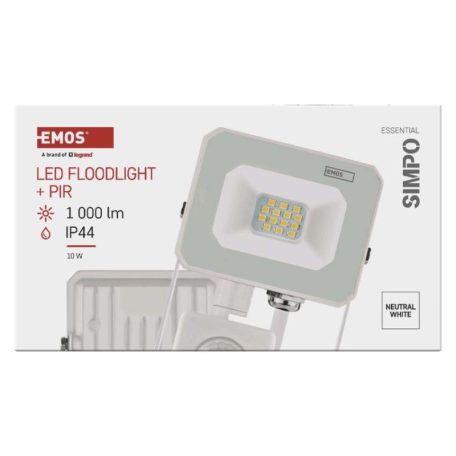 LED reflektor SIMPO 10W 1000LM IP44 PIR semleges fehér