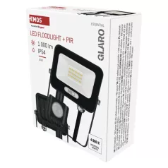   LED reflektor GLARO PIR 10 W, fekete, IP54, 1000 lm, természetes fehér