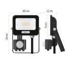 LED reflektor GLARO PIR 10 W, fekete, IP54, 1000 lm, természetes fehér