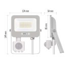 LED reflektor GLARO PIR 20 W, fehér, IP54, 2000 lm, természetes fehér