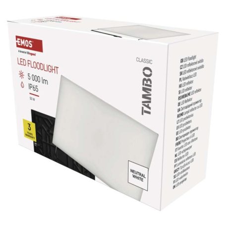 LED-es reflektor TAMBO, 50 W, 5000 lm, IP65, fekete