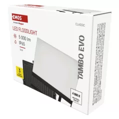 LED-es reflektor TAMBO EVO, 50 W, 5000 lm, IP65, fekete