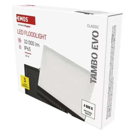 LED-es reflektor TAMBO EVO, 100 W, 10 000 lm, IP65, fekete