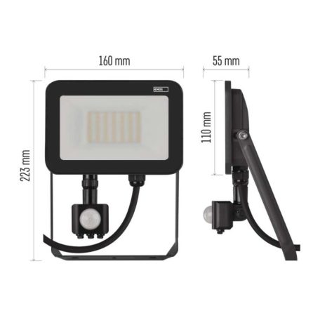 EMOS LED reflektor INOVO 30W 3300lm mozgásérzékelőve IP65 term. fehér