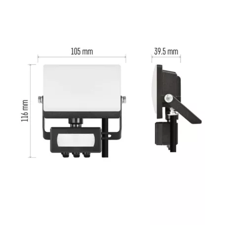 LED-es reflektor TAMBO EVO mozgásérzékelővel, 10 W, 1000 lm, IP44, fekete