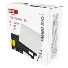   LED-es reflektor TAMBO EVO mozgásérzékelővel, 20 W, 2000 lm, IP44, fekete