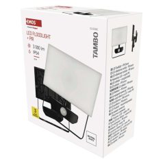   LED-es reflektor TAMBO mozgásérzékelővel, 30 W, 3000 lm, fekete