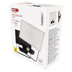   LED-es reflektor TAMBO mozgásérzékelővel, 30 W, 3000 lm, fekete