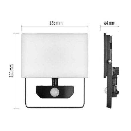 LED-es reflektor TAMBO mozgásérzékelővel, 30 W, 3000 lm, fekete