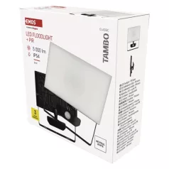   LED-es reflektor TAMBO mozgásérzékelővel, 50 W, 5000 lm, fekete