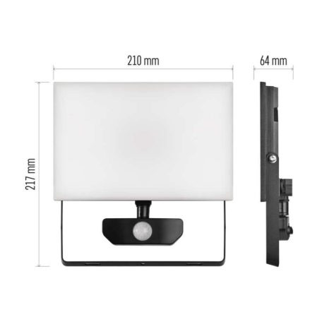 LED-es reflektor TAMBO mozgásérzékelővel, 50 W, 5000 lm, fekete