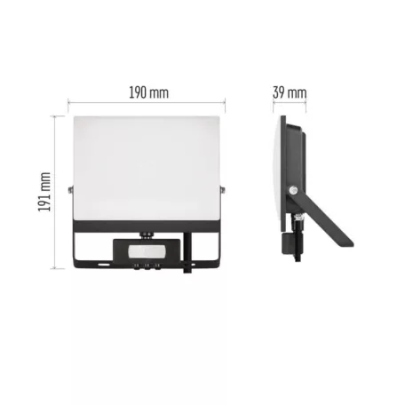 LED-es reflektor TAMBO EVO mozgásérzékelővel, 50 W, 5000 lm, IP44, fekete