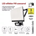 LED-es reflektor TAMBO EVO mozgásérzékelővel, 50 W, 5000 lm, IP44, fekete