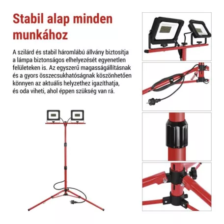 EMOS ELION LED reflektor 2×30W + háromlábú állvány