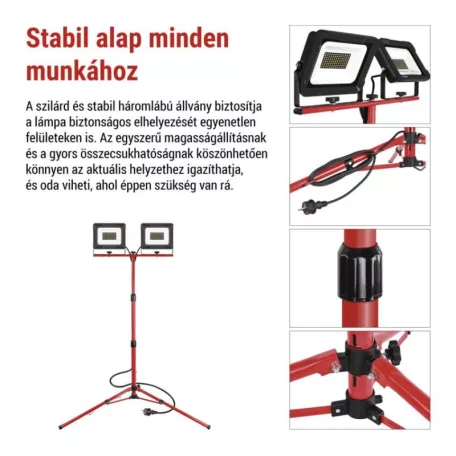 EMOS ELION LED reflektor 2×50W + háromlábú állvány