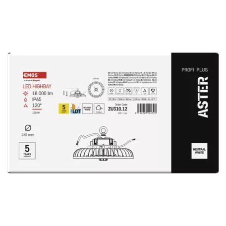 EMOS LED HIGHBAY ipari mennyezeti lámpa ASTER 100W IP65 120°