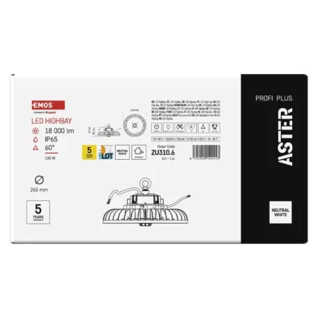 EMOS LED HIGHBAY ipari mennyezeti lámpa ASTER 100W IP65 60°