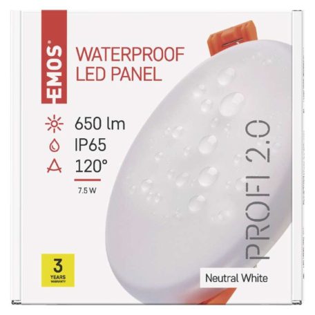 EMOS LED panel VIXXO beépíthető 7.5WW 650lm IP65 term. fehér