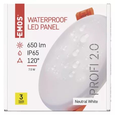 EMOS LED panel VIXXO beépíthető 7.5WW 650lm IP65 term. fehér