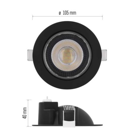 LED reflektor GERI fekete, kerek, 6,5W CCT