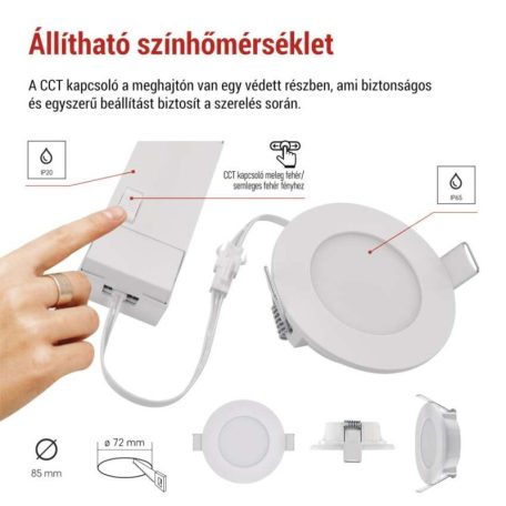 LED reflektor LORI fehér, kerek, 4,5W CCT