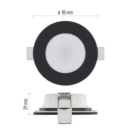 LED reflektor LORI fekete, kerek, 4,5W CCT