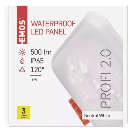 EMOS LED panel VIXXO beépíthető 6W 500lm IP65 term. fehér
