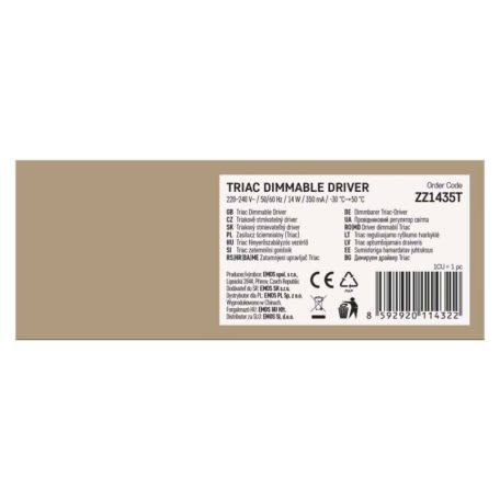 Triac dimmelhető meghajtó LED lámpatesthez 350mA 14W