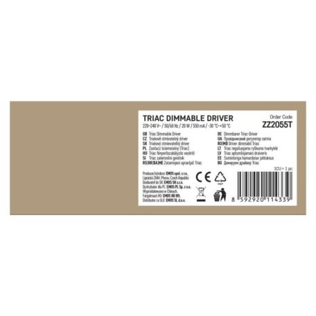 Triac dimmelhető meghajtó LED lámpatesthez 550mA 20W
