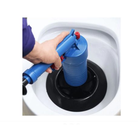 Sprinter Dugulás megszüntető WC pumpa - 3-féle fejjel - Kék - Sűrített levegős nagy teljesítményű dugulás elhárító,lefolyó tisztító