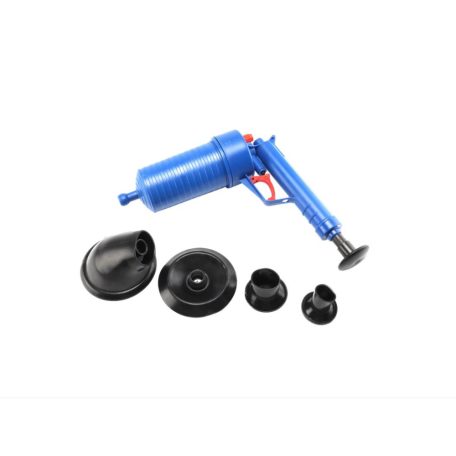 Sprinter Dugulás megszüntető WC pumpa - 3-féle fejjel - Kék - Sűrített levegős nagy teljesítményű dugulás elhárító,lefolyó tisztító
