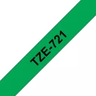BROTHER szalag TZe-721, Zöld alapon Fekete, Laminált, 9mm  0.35", 8 méter
