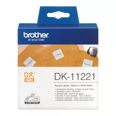   BROTHER Etikett címke DK-11221, 23mm x 23mm , Elővágott (stancolt), Fehér alapon fekete, 1000 db