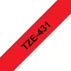   BROTHER szalag TZe-431, Piros alapon Fekete, Laminált, 12mm  0.47", 8 méter