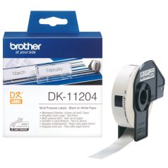   BROTHER Etikett címke DK-11204, 17mm x 54mm, Elővágott (stancolt), Fehér alapon fekete, 400 db