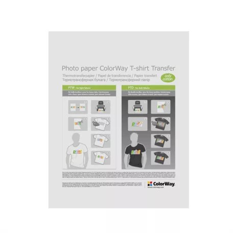 COLORWAY Fotópapír, pólóra vasalható (ART T-shirt transfer, white), 120 g/m2, A4, 5 lap