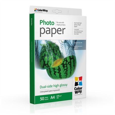COLORWAY Fotópapír, kétoldalas magasfényű (dual-side high glossy), 220 g/m2, A4, 50 lap