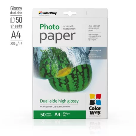COLORWAY Fotópapír, kétoldalas magasfényű (dual-side high glossy), 220 g/m2, A4, 50 lap