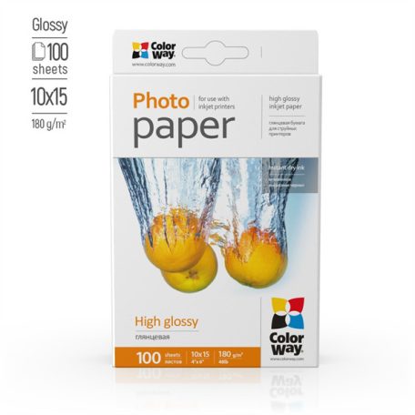COLORWAY Fotópapír, magasfényű (high glossy), 180 g/m2, 10x15, 100 lap