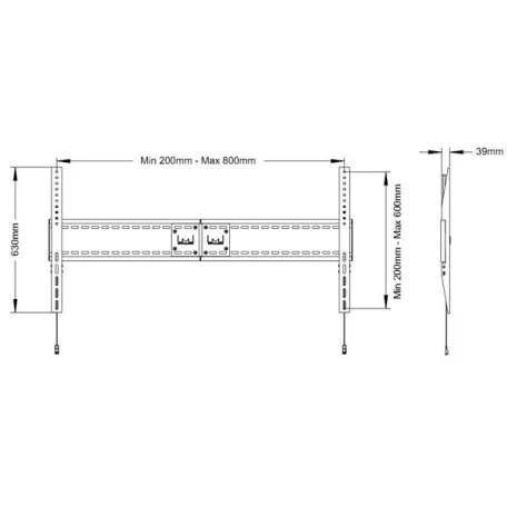 MULTIBRACKETS Fix fali konzol, M Universal Fixed Wallmount SD MAX 800x600 (60-110", 125kg)