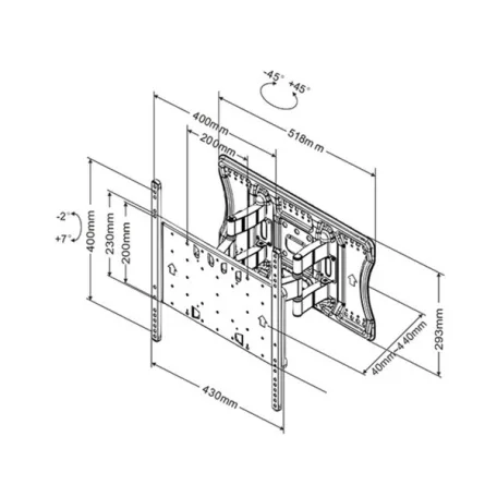 MULTIBRACKETS Fali konzol, M VESA Super Slim Tilt & Turn Plus HD (40-86", max.VESA: 400x400 mm, 65 kg)