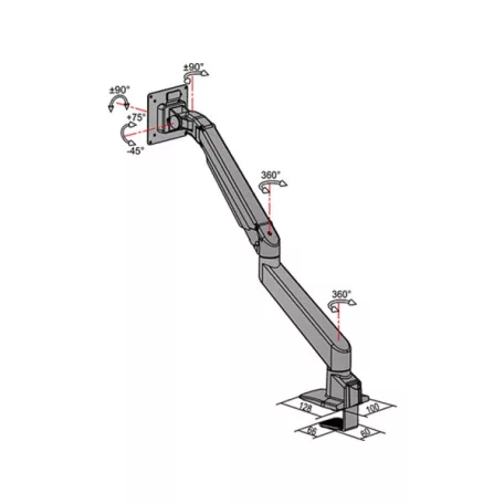 MULTIBRACKETS Asztali konzol, M VESA Gas Lift Arm Single Black HD (15-34", max.VESA: 100x100 mm, 21 kg)