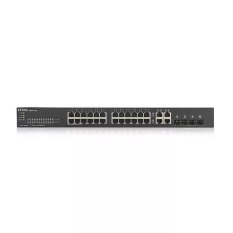 ZYXEL Switch 24x1000Mbps + 4xGigabit kombó SFP+, Fémházas Menedzselhető, Rackes (24xGbE port), GS1920-24V2-EU0101F