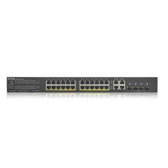   ZYXEL Switch 24x1000Mbps (24xPOE) +4xGigabit kombó SFP+, Fémházas Menedzselhető, (24xGbE POE port), GS1920-24HPV2-EU0101