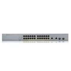   ZYXEL Switch 24x1000Mbps (24xPOE) + 2xGigabit kombó SFP Menedzselhető Rackes, GS1350-26HP-EU0101F