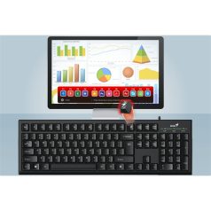   GENIUS Vezetékes Billentyűzet KB-100 SMART Programozható USB HUN Fekete