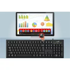  GENIUS Vezetékes Billentyűzet KB-100 SMART Programozható USB HUN Fekete